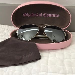 FENDI Silver Gradient Aviator Sunglasses